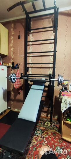 Шведская стенка с турником и брусьями