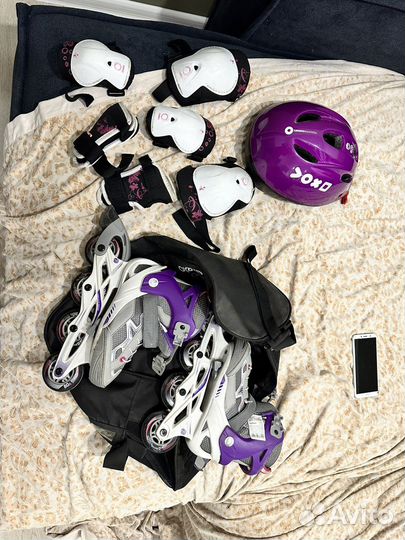 Роликовые коньки детские с защитой 29-32