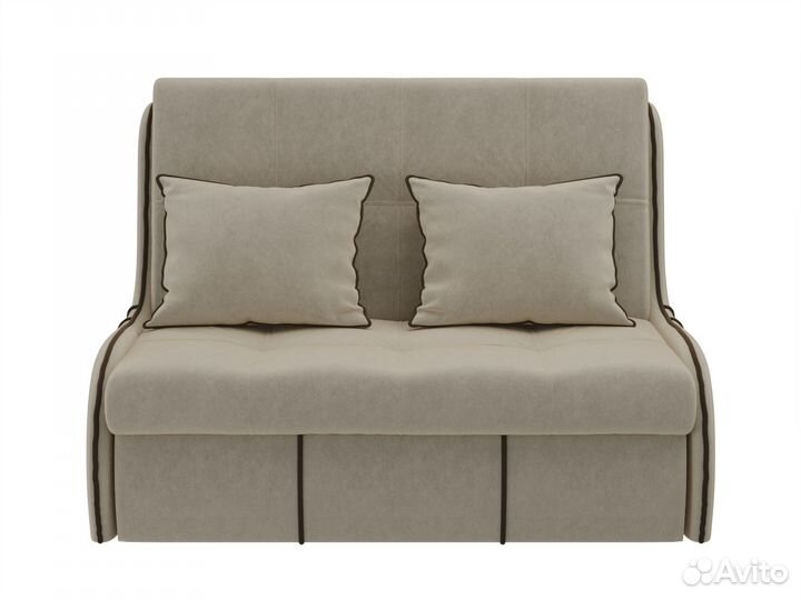 Диван прямой аккордеон Риттэр 120, микровельвет, бежевый, коричневый