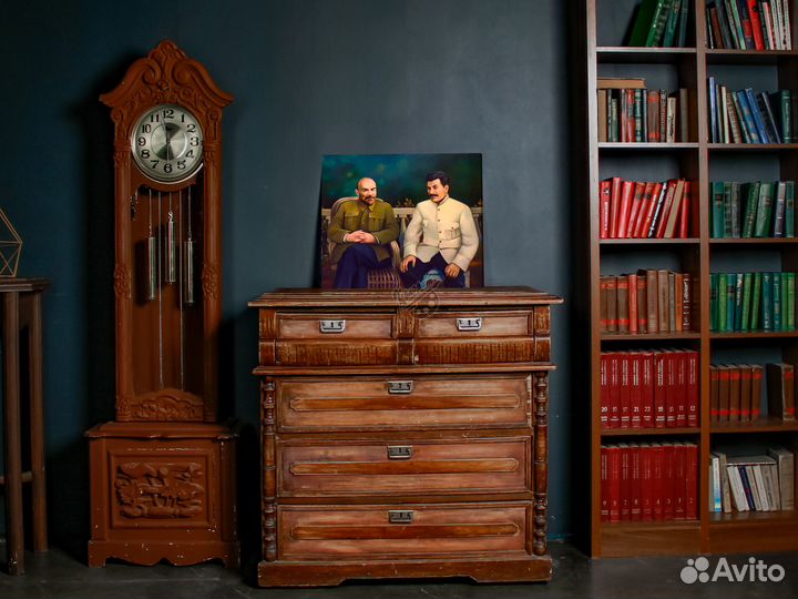 Портрет Сталина и Ленина на холсте 50х60см