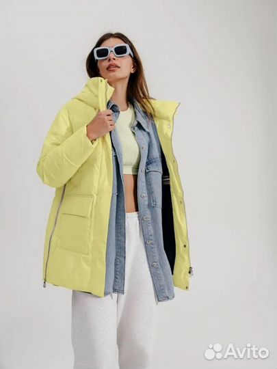 Куртка утепленная оверсайз с капюшоном М46-48