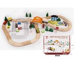 Деревянная железная дорога 108дет