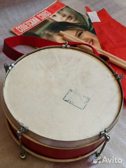 Пионерский горн латунь хром с барабаном красивый