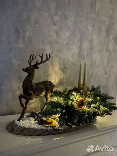 Олень новогодняя композиция