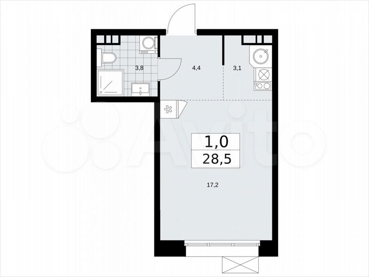 Квартира-студия, 28,5 м², 5/7 эт.
