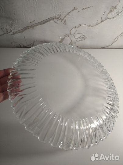 Блюдо тортница поднос стекло большая тарелка
