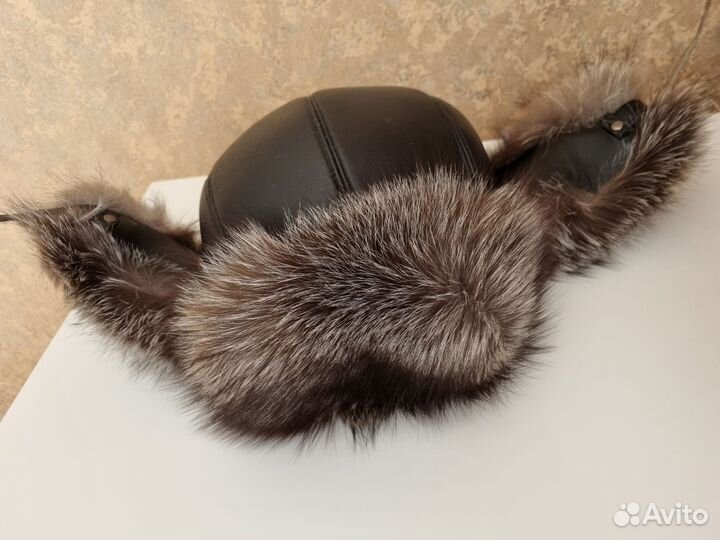 Шапка ушанка женская мех чернобурки
