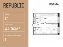 1-к. квартира, 44,1 м², 14/33 эт.