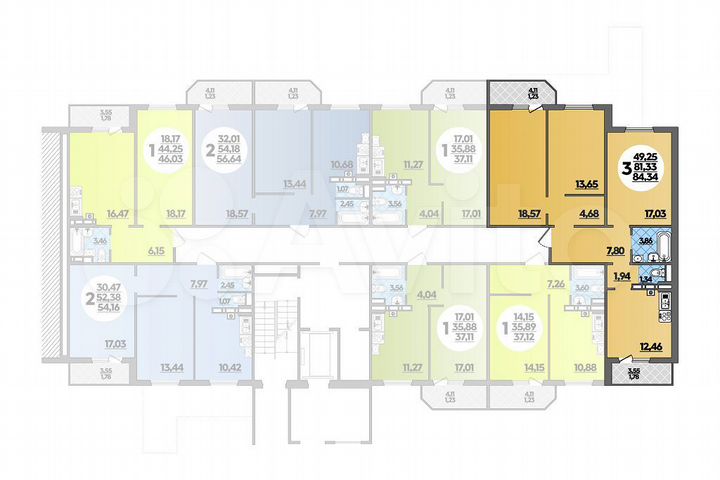 3-к. квартира, 84,3 м², 1/8 эт.
