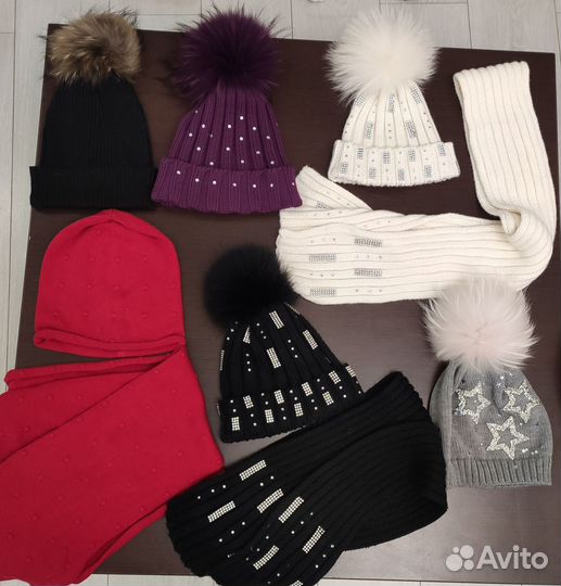 Шапки с натуральным помпоном