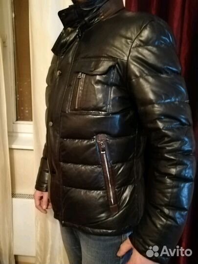 Пуховик кожаный