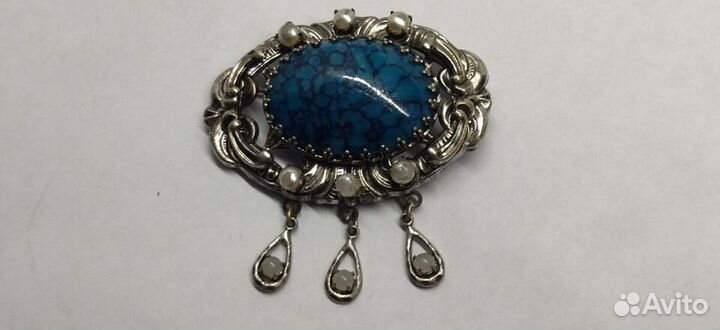 Крупная брошь 5*5.5 см чехословакия