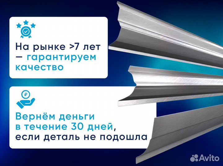 Усиленные пороги 1.5 мм для всех авто оцинкованые