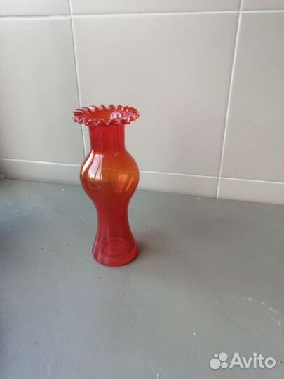 Ваза винтажная СССР рубиновое стекло