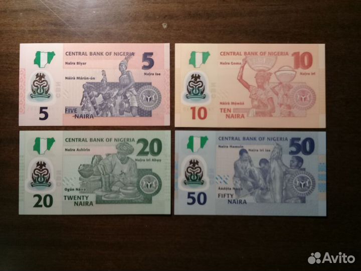 Банкноты Нигерии 5,10,20,50 найра (полимер)
