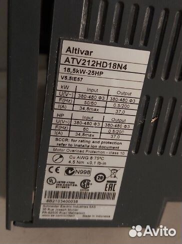 Преобразователь Schneider Electric ATV212HD18N4