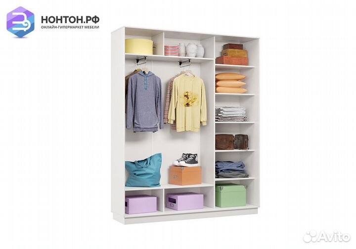 Шкаф-купе трёхдверный Мира белый