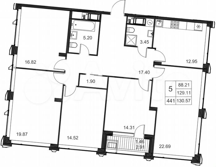 5-к. квартира, 133,5 м², 11/20 эт.