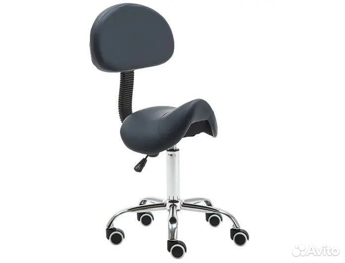 Стул «Седло» со спинкой (белый). Эко-кожа