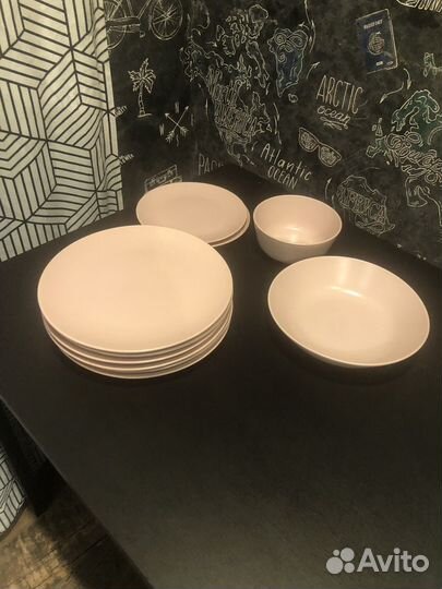Посуда IKEA тарелки набор розовые