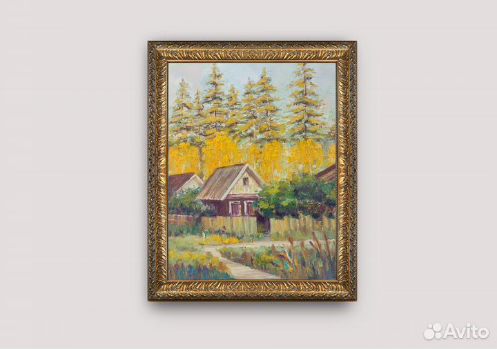 Картина Дача осенний пейзаж живопись в подарок