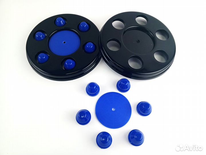 Колпаки черные на газель с синими колпачками