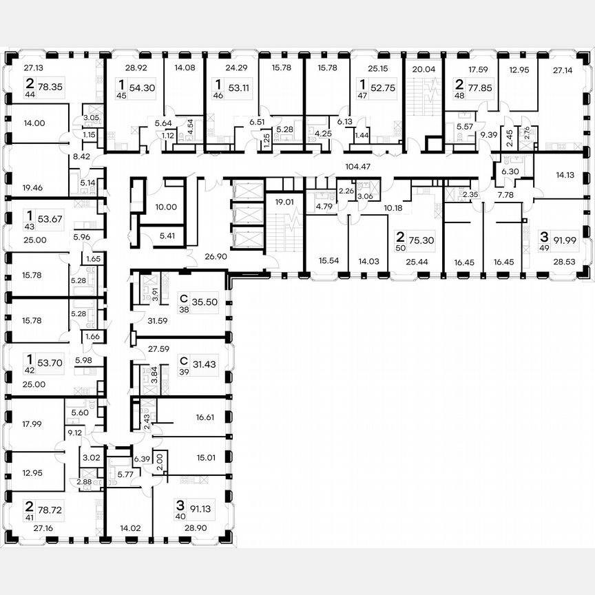 2-к. апартаменты, 75,5 м², 5/21 эт.