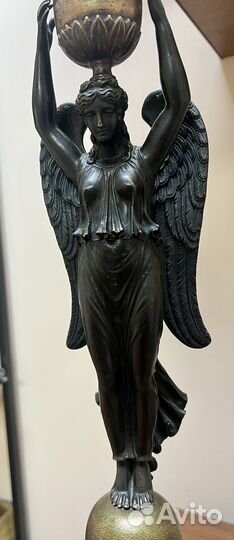 Бронзовая Лампа, светильник Ника. 19 век