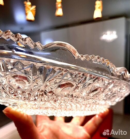 Большая Винтаж Богемия Хрусталь ваза/ салатник
