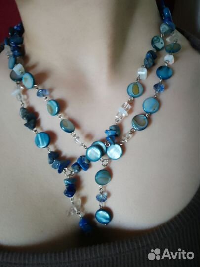 Колье Перламутр Горный Хрусталь Лазурит