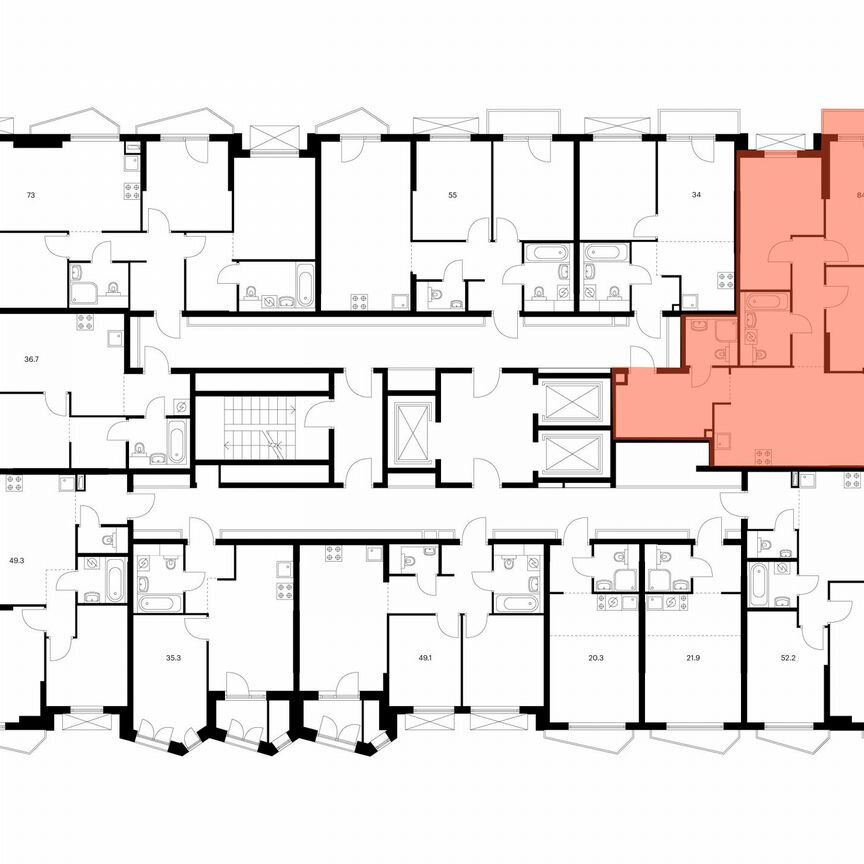 3-к. квартира, 84,6 м², 6/23 эт.