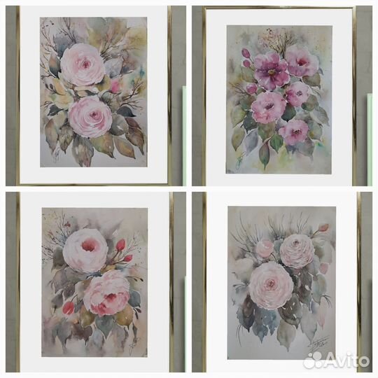 Картины акварелью, А4, авторские работы