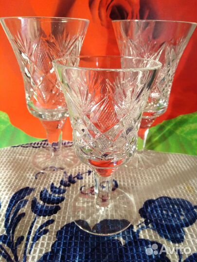 Хрусталь СССР, ромбы. Гусь хрустальный 6+6