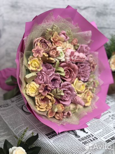 Вкусный зефирный Букет на юбилей, на день рождения