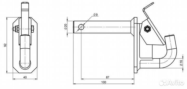 Прицепной крюк фаркоп для снегохода polaris