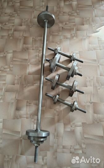Разборные гантели, штанга, блины