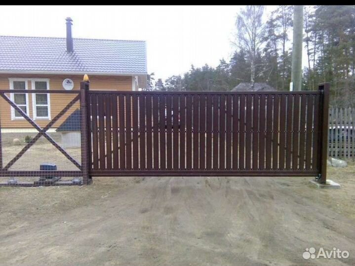 Откатные ворота под ключ с доставкой и установкой