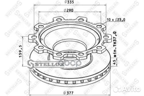 85-00808-SX диск тормозной 377/290x45/160,10n,с