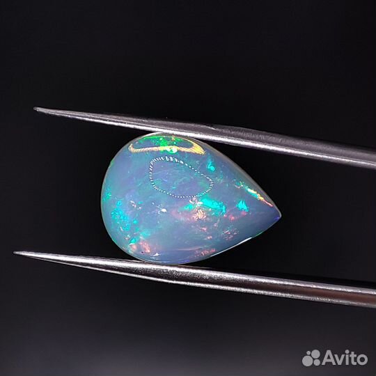 Кабошон: 6.82 ct. Опал груша. Эфиопия + сертификат