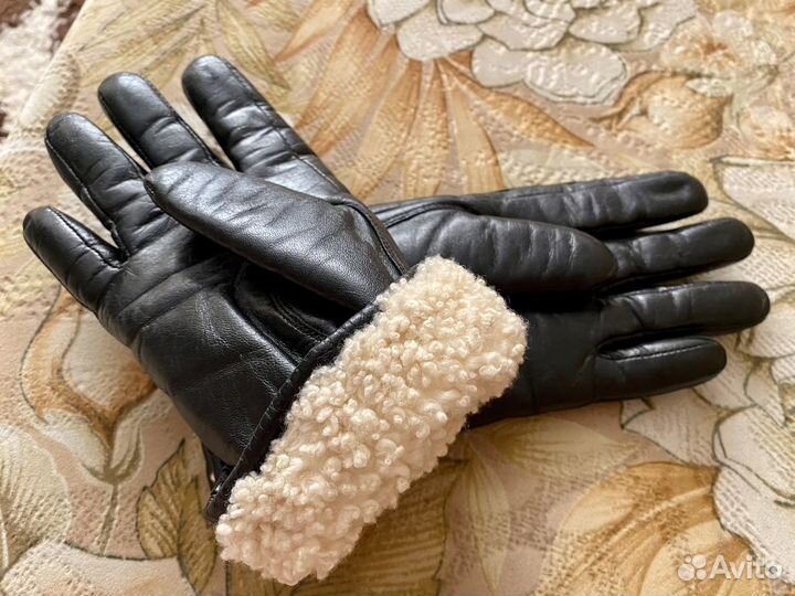 Кожаные женские зимние перчатки 8