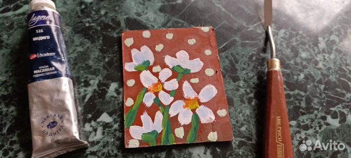 Мини-картина маслом «Цветы»