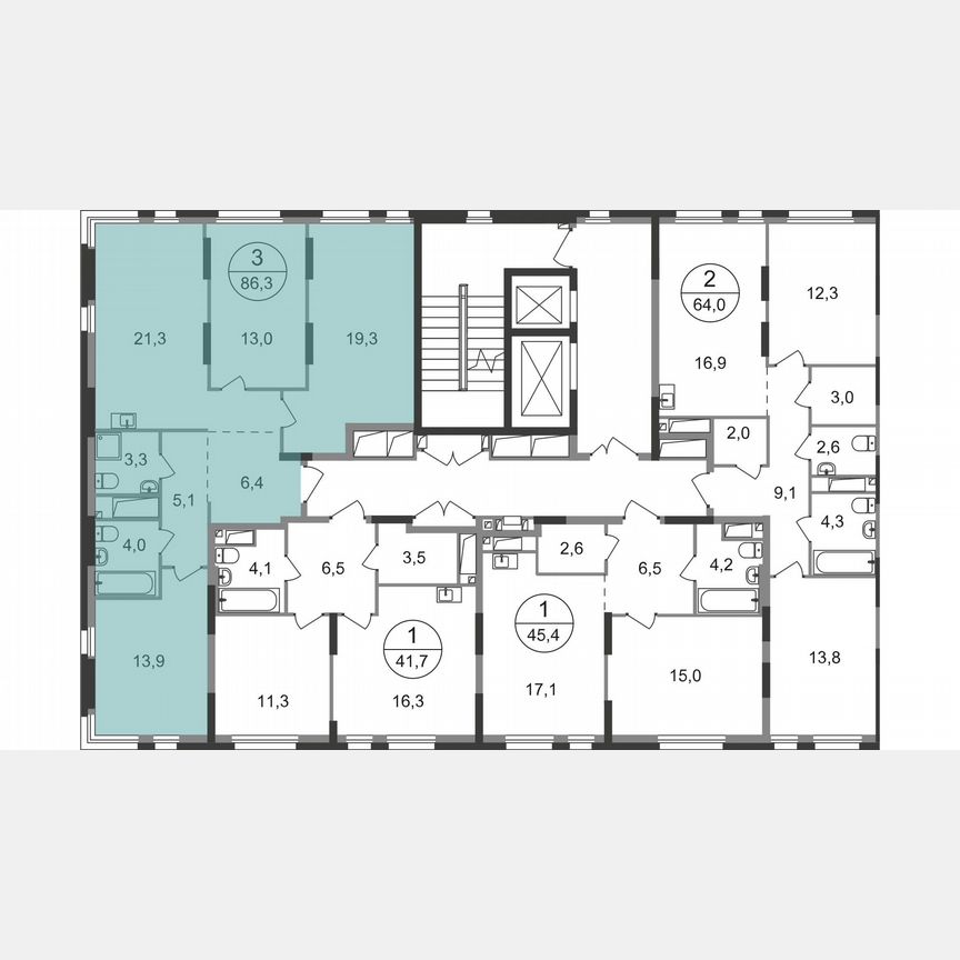 3-к. квартира, 86,3 м², 15/19 эт.