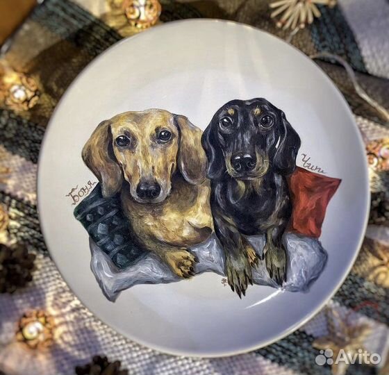 Портрет питомца по фотографии на тарелке