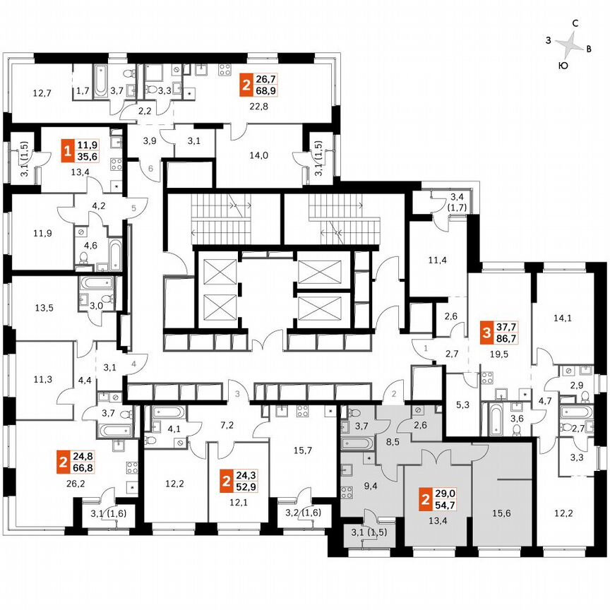2-к. квартира, 54,7 м², 37/37 эт.