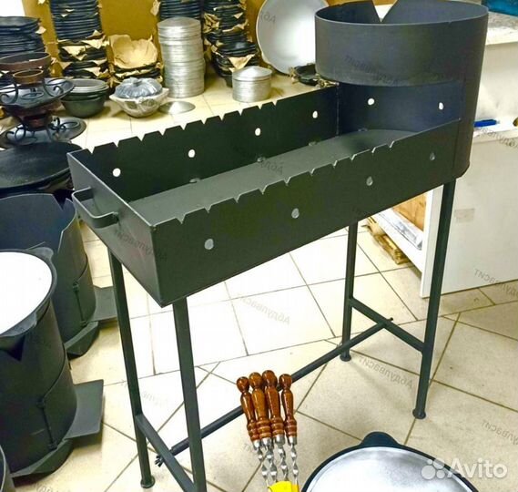 Мангал с печкой под казан разборные ножки