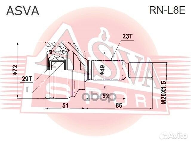 ШРУС наружный 29x49x23 RN-L8E asva