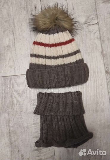 Комплект шапка и снуд зимний для мальчика новый