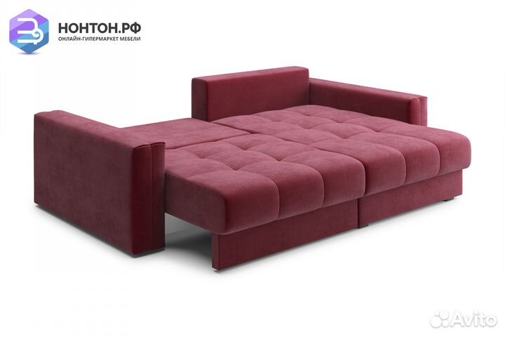 Диван угловой тик-так Монарх бордовый