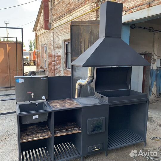Мангал с печью под казан