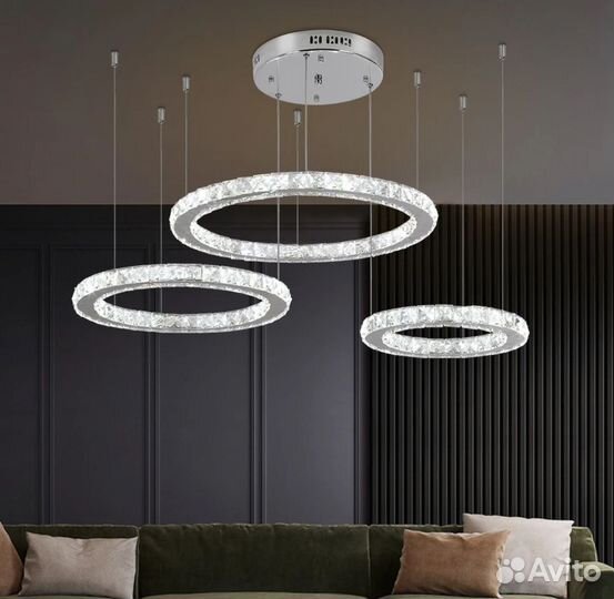 Современная хрустальная люстра кольца с кристаллам